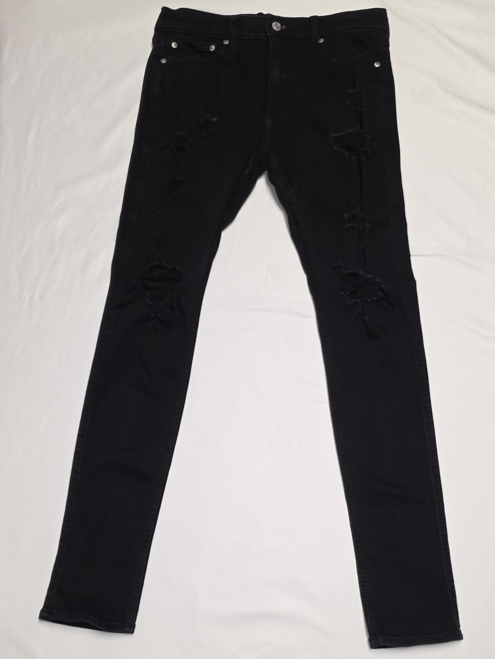 Hollister Co. Men's Stacked Skinny Black Distressed Jeans